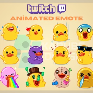 Animated Twitch Emote, Cute Duck Emote, Emote Pack, Bundle Emote, Animal Emote, For Streamers-Instant Download/Ready to Use (transparent)