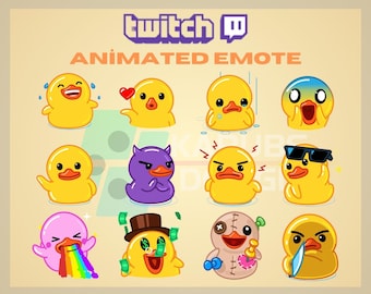 Animated Twitch, Kick Emote, Cute Duck Emote, Emote Pack, Bundle, Animal Emote, For Streamers-Instant Download/Ready to Use (transparent)