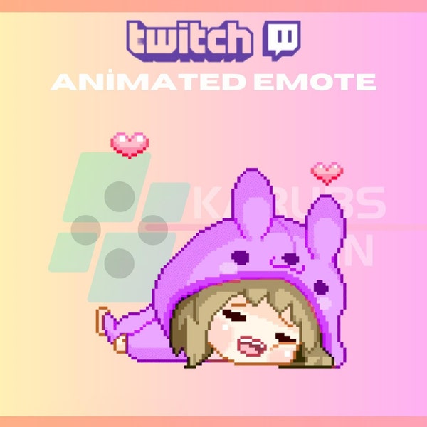 Animated Twitch Emote, Cute Bunny Girl Emote, Cute Girl Emote, Heart Emote, Kawaii, For Streamers-Instant Download/Ready to Use(transparent)