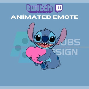 Animiertes Twitch Emote, Stitch Hug Emote, Liebe Emote, Herz Emote, Süßes Emote, Für Streamer - Instant Download / Gebrauchsfertig (transparent)