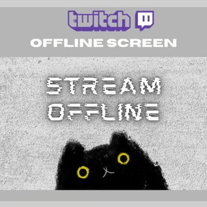 Twitch オフライン スクリーン ストリーミング、黒猫、かわいい猫、Twitch 背景、壁背景、Twitch ストリーマー プロフィール