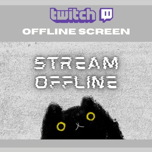 Twitch Offline Screen Streaming, schwarze Katze, süße Katze, Twitch Hintergrund, Wand Hintergrund, Twitch Streamer Profil