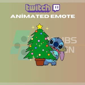 Animated Twitch, Kick Emote, Christmas Stitch Emote, Pine Tree Emote, Cute, For Streamers - Instant Download / Ready to Use (transparent)