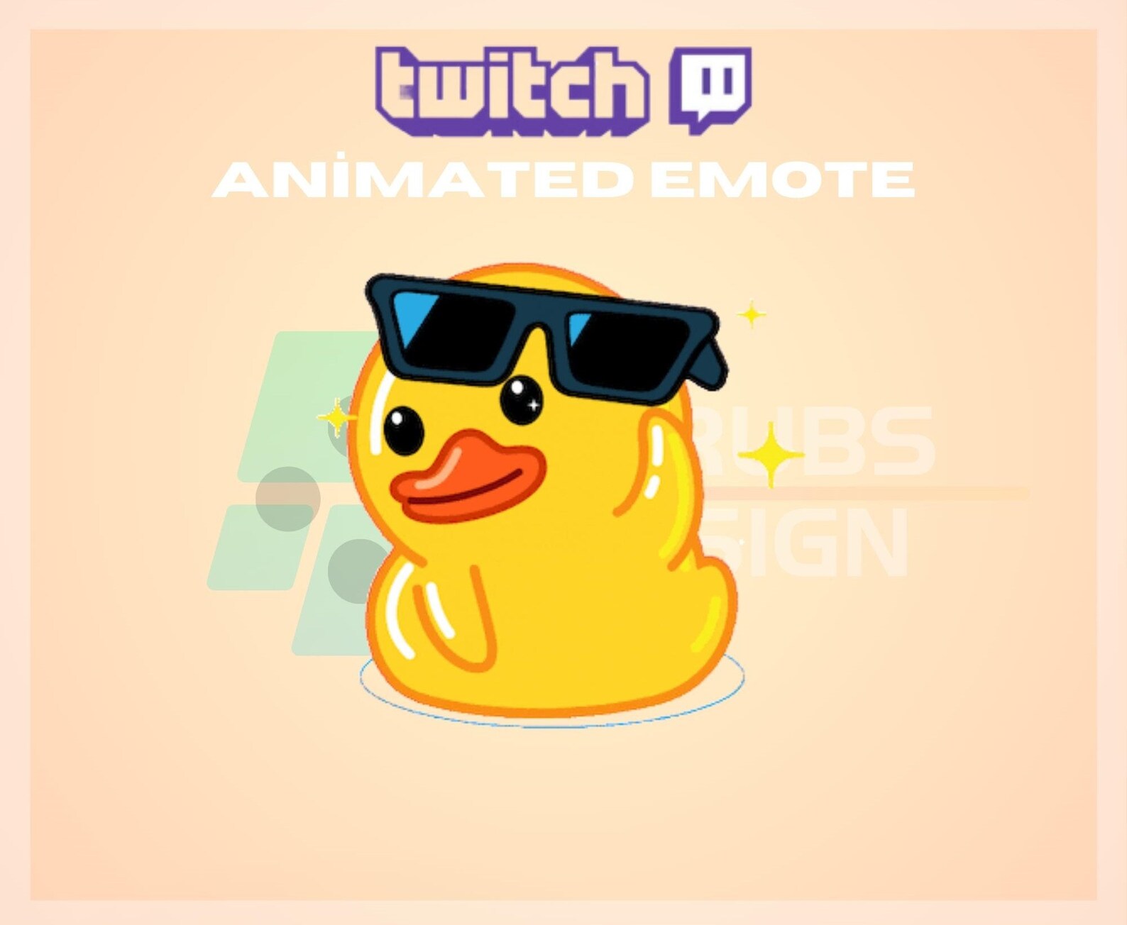 Animated Twitch Emote, Cute Duck Emote, Animal Emote, With Sunglasses