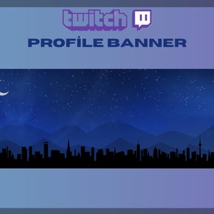 Twitch プロフィールバナー、都市のスカイラインと夜空のバナー、美しい Twitch バナー、Twitch 背景、すぐにダウンロード/すぐに使用可能