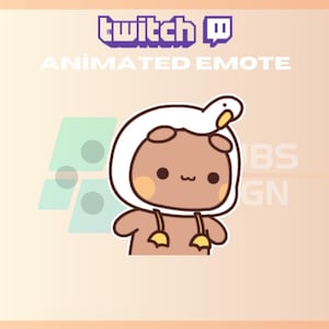 Animated Twitch, Kick Emote, Wiggle Emote, Duck Hat Emote, Cute Bear, Kawaii, For Streamers - Instant Download / Ready to Use (transparent)