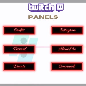 24x Twitch Panels Pack - Red Neon Panels, Cute Panels, Aesthetic, Neon, Glow, for Streamers-Instant Download/Ready to Use  PNG(transparent)