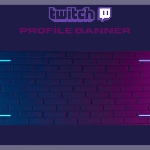 Bannière de profil Twitch néon, fond brique néon, néon bleu et violet bannière Twitch, pour streamers - téléchargement immédiat / prêt à l&#39;emploi