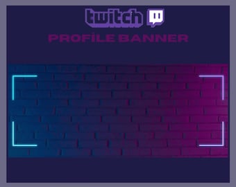 Twitch Profile Banner Neon, Neon Brick Background, Blue and Purple Neon Twitch Banner, For Streamers - Instant Download / Ready to Use