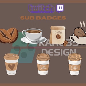Coffee Twitch Sub Badges, Food Badges, Coffee Badges, Drink Badges, Gamers, For Streamers - Instant Download/Ready to Use PNG(transparent)
