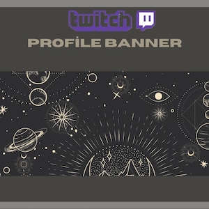 Twitch Profile Banner, Moon and Stars, Astrology Theme, Aesthetic Twitch Banner, Witch Design Twitch, Dark Appearance