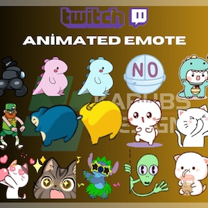 Animated Twitch, Kick Emote, 15 Emotes Pack, Funny Emote, Cute Emotes,Pack, For Streamers - Instant Download / Ready to Use (transparent)