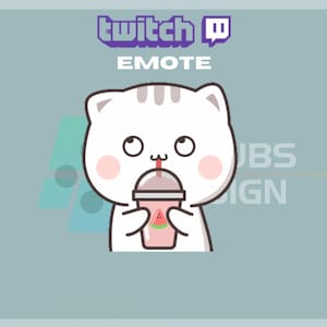 Animated Twitch, Kick Emote, Kitty Emote, Drink Emote, Cute Cat Emote, Animal, For Streamers - Instant Download / Ready to Use (transparent)