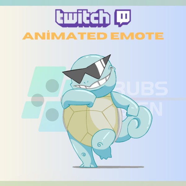 Animated Twitch Emote, Squirtle Emote, Walking Squirtle, Cute, For Streamers - Instant Download / Ready to Use (transparent)