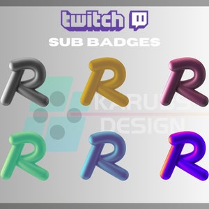 R Alphabet Twitch Sub Badges, Alphabet Sub Badges, R Name Badges, Kick Sub, For Streamers - Instant Download/Ready to Use PNG (transparent)