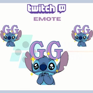 1 Twitch Emote, Stitch &quot;GG&quot; Emote, Süßes Blau Stitch Emote, Discord Emote, Für Streamer-Instant Download / Einsatzbereit PNG (transparent)