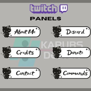 Goth Kitty Twitch Panels Pack: Black & Pink Streamer Kit (Instant Download)