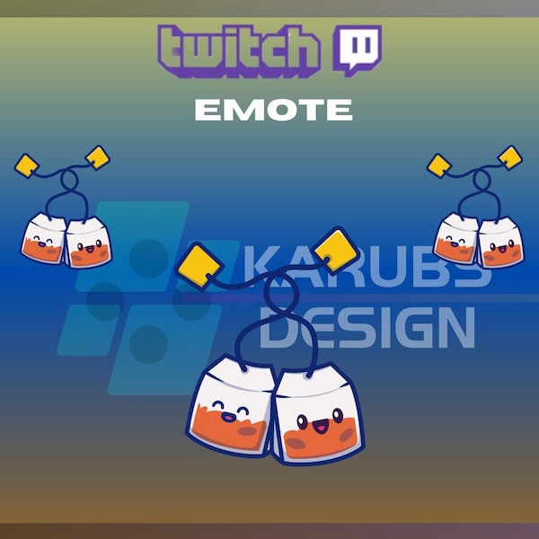 1 Twitch Emote, Happy TeaBags Emote, Kawaii TeaBag Emote, Twitch Graphics, For Streamers - Instant Download / Ready to Use PNG (transparent)