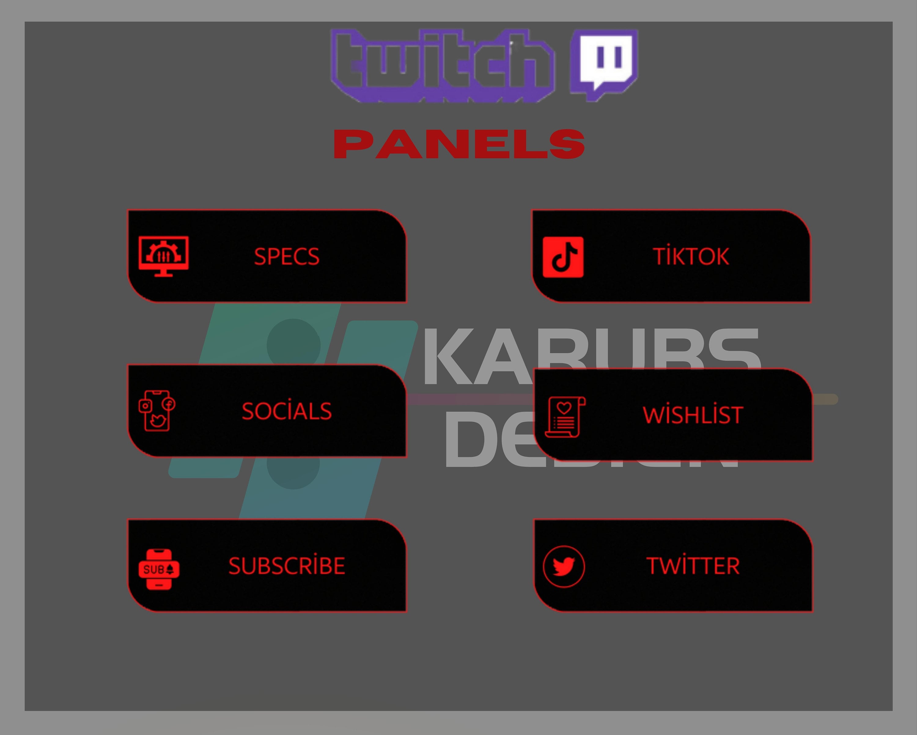 24x Twitch Panels Pack Black and Red İcon Panels, Red, Devil, Fire