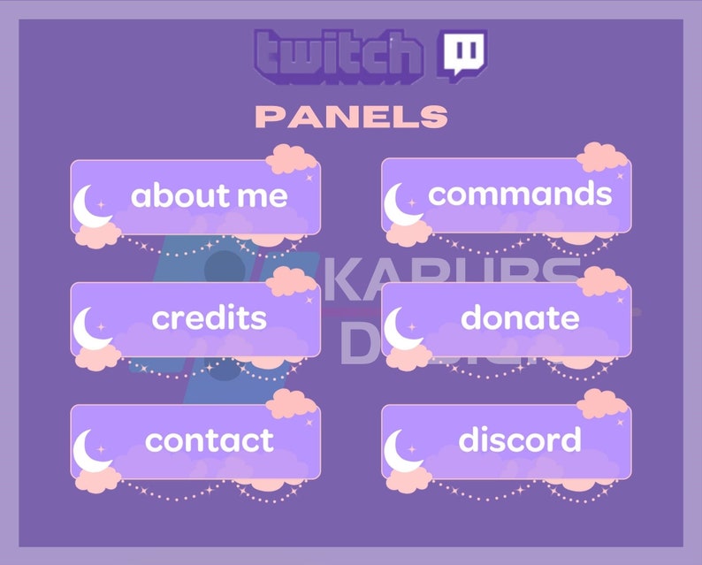 24x Twitch Panels Packpastel Pink Panels,cute Cloud,night Sky