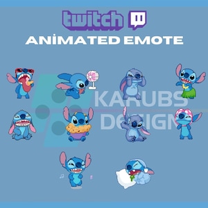 Animated Twitch, Kick Emote, Animated Emote, Stitch Pixelated Emote, Cute Emote, For Streamers-Instant Download/Ready to Use(transparent)