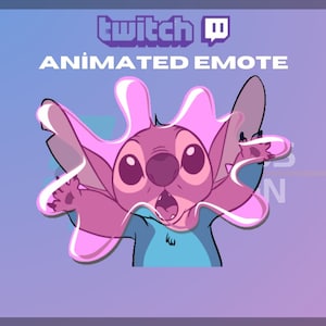 Animated Twitch, Kick Emote, Stitch Emote, Cute Emote, Popping Gum Emote, Happy, For Streamers - Instant Download/Ready to Use (transparent)