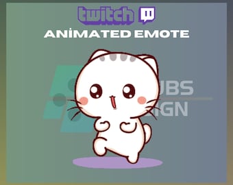 Animated Twitch, Kick Emote, Happy Cat Emote, Cute Emote, Kitten Emote, Cat, For Streamers - Instant Download / Ready to Use (transparent)