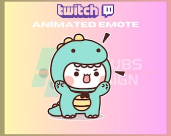 Animiertes Twitch, Kick Emote, Baby Dinosaurier Emote, Süßes Emote, Bunt Emote, Für Streamer - Instant Download / Gebrauchsfertig (transparent)