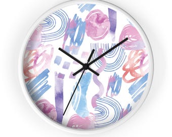 Reloj de pared abstracto: un reloj colorido y caprichoso, decoración artística moderna