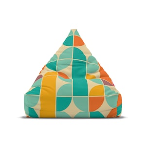Retro Vibe Bean Bag Chair Cover: Geometric Polyester Lounger