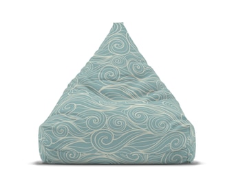 Sea Waves || Bean Bag Chair Cover, Outdoor Bean Bag Lounger, Unisex Handmade Gift