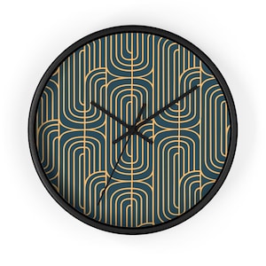 Art Deco Clock: Geometric Pattern Wall Clock, Unique Home Decor Accent