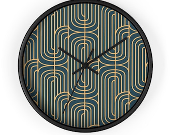 Art Deco Clock: Geometric Pattern Wall Clock, Unique Home Decor Accent