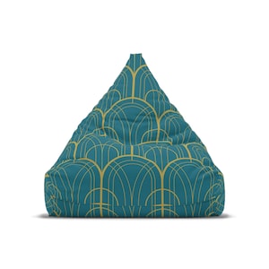 Art Deco Bean Bag Chair Cover: Teal & Gold Lounger