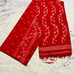 Handloom Pure Tat Khadi Cotton Saree for Indian Women Traditional and