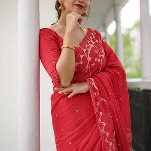 Handloom Pure Tat Khadi Cotton Saree for Indian Women Traditional and