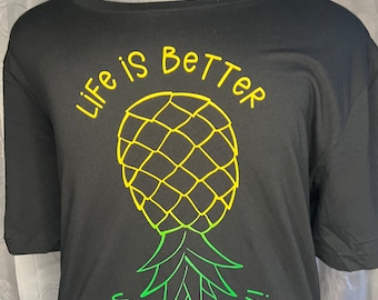 Unisex Life is Better Upside Down Graphic, Bella Canvas T-Shirt, Upside Down Pineapple Graphic, Yellow/Green Graphic, Funny Graphic T-Shirt