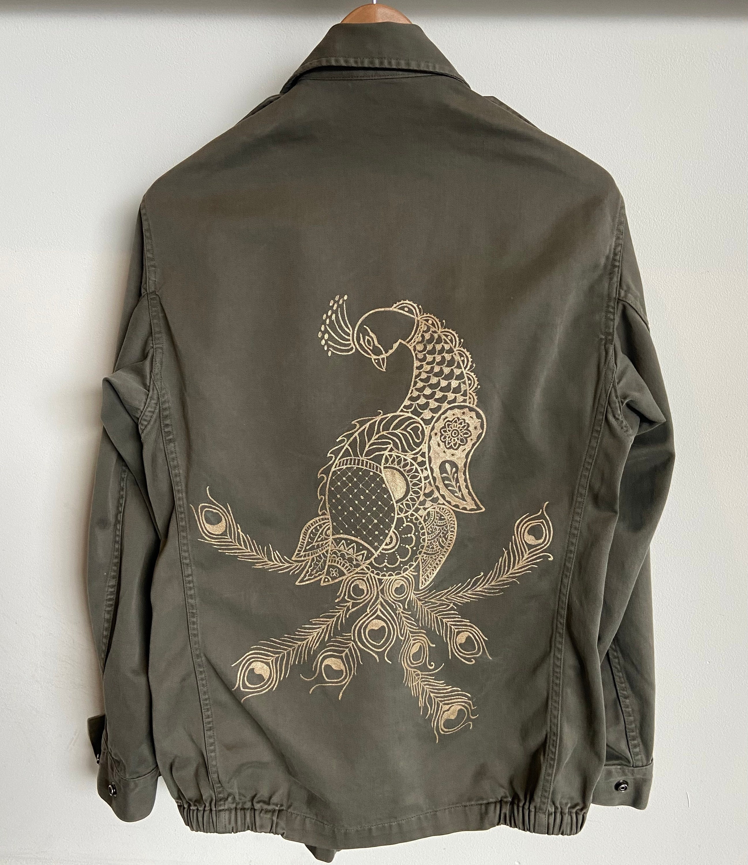 Pfau, Vintage, handbemalt,