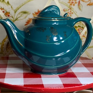 Vintage Teal Green Hall Teapot-6 Cup-Gold Trim