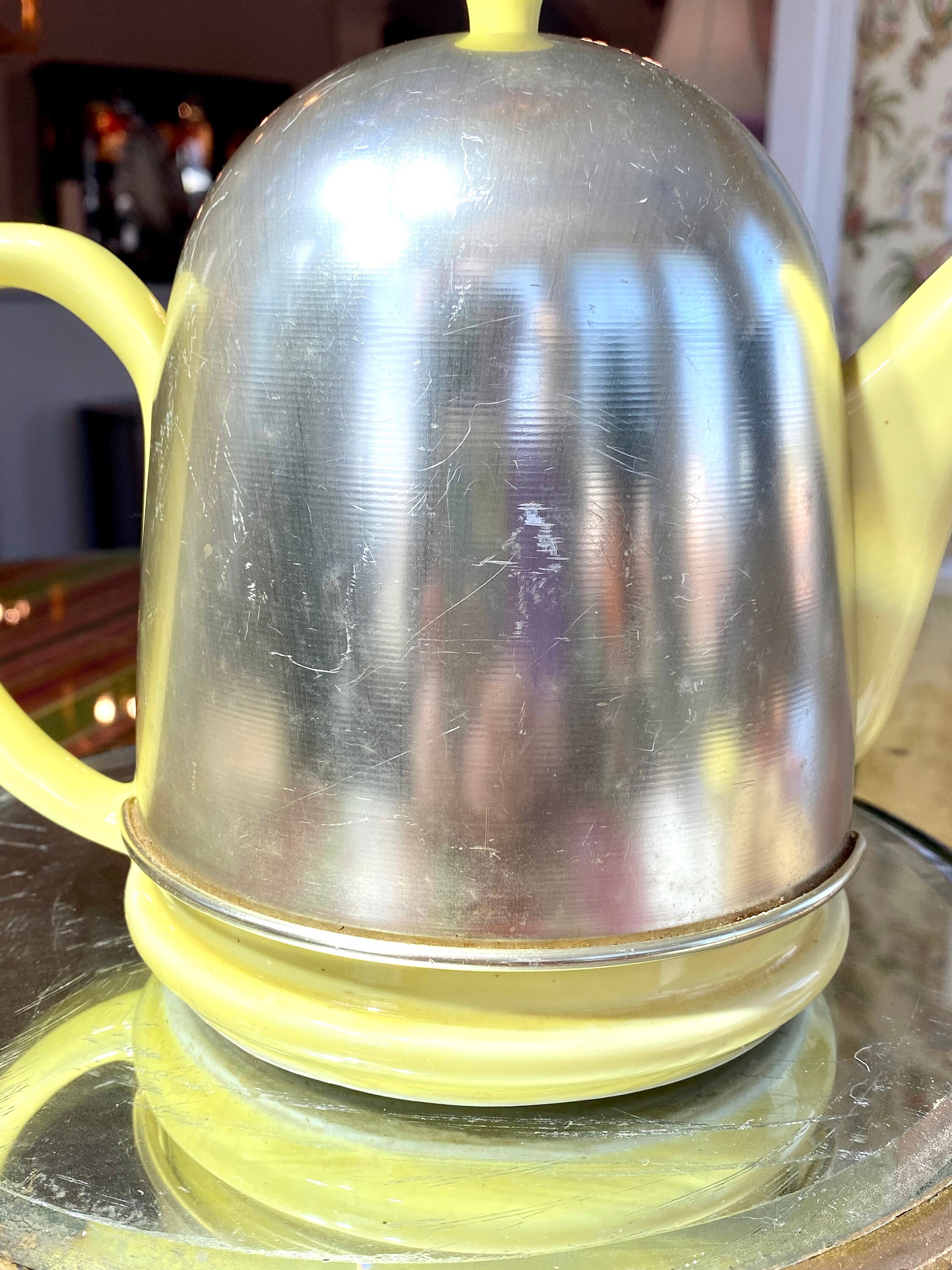 Midcentury Art Deco Yellow Hall Teapot W/metal Cozyvintage Etsy