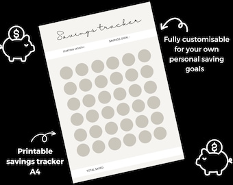 Printable saving tracker // savings challenge, budget, finance planner, cash stuffing, neutral money tracker, envelope stuffing, digital
