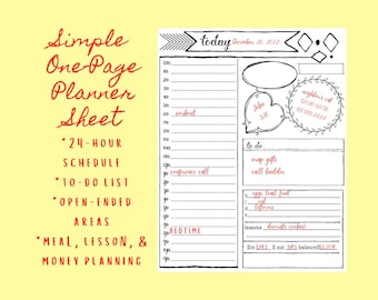 Working and Stay at Home Mom One Page Planner Sheet Digital Download Printable PDF
