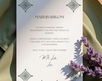Henna Welcome Card – available in English, Dutch, German & French