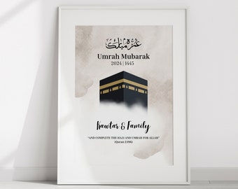 Gepersonaliseerde Umrah Mubarak Print | Umrah Gift | Gepersonaliseerde Umrah Gift | Digitale Download | Instant | Umrah Mubarak Gift | Umrah