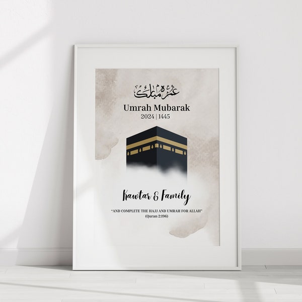 Gepersonaliseerde Umrah Mubarak Print | Umrah Gift | Gepersonaliseerde Umrah Gift | Digitale Download | Instant | Umrah Mubarak Gift | Umrah