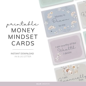 Printable Money Mindset Cards, Money Affirmation cards, Money Manifestation