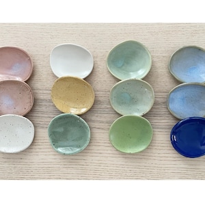 Oval Ceramic Ring Dish//Tea bag and teaspoon// Jewelry Bowl // Spice + Condiment Dish // Decor Bowl // Charcuterie// made in Maine