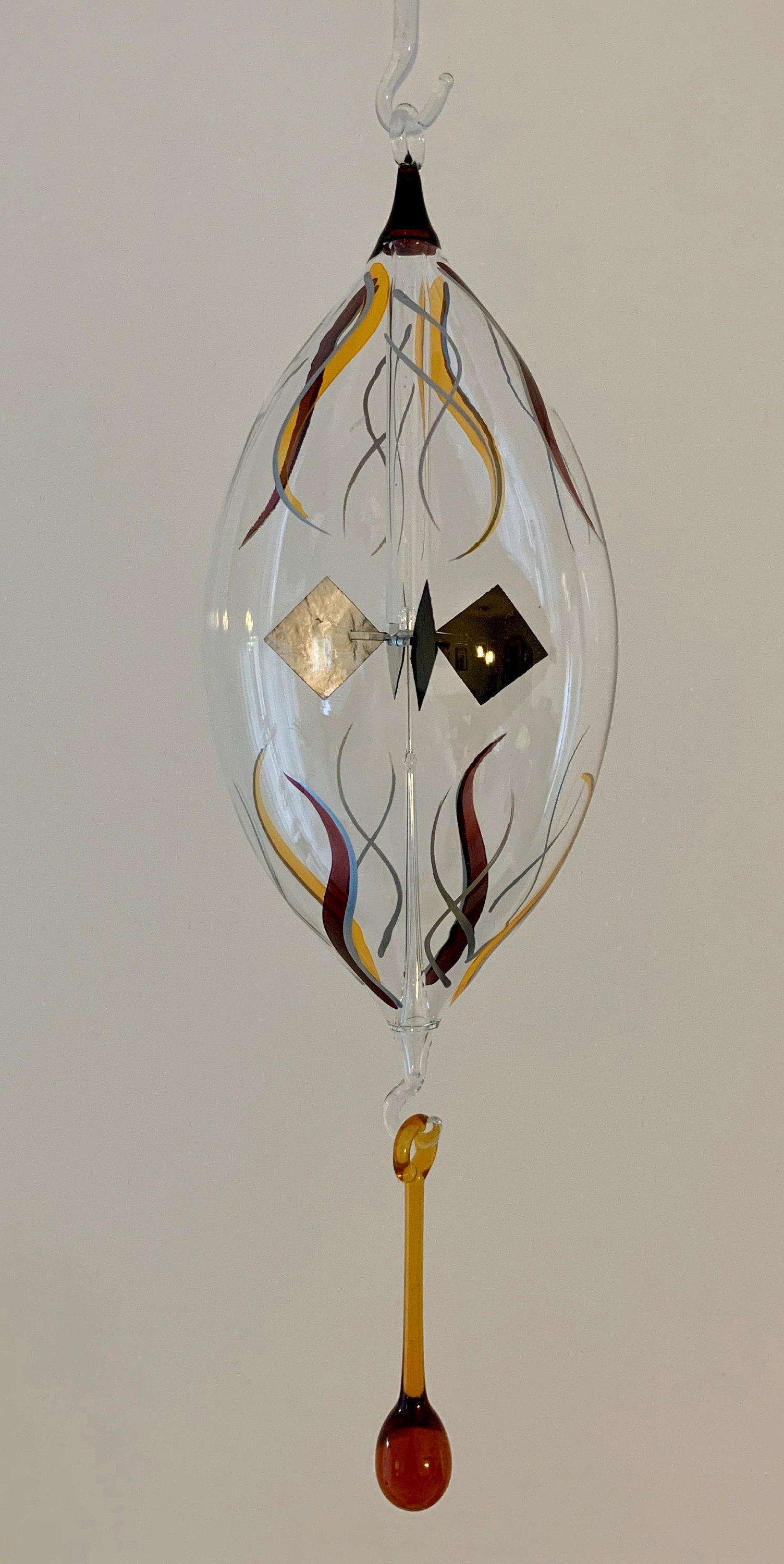 Lightmill Radiometer Solar Perpetuum Mobile Glass Art 8 X 24 Cm Amber