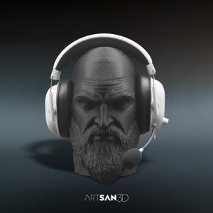 3D Printed Kratos Headphone Stand: God of War Gaming Decor
