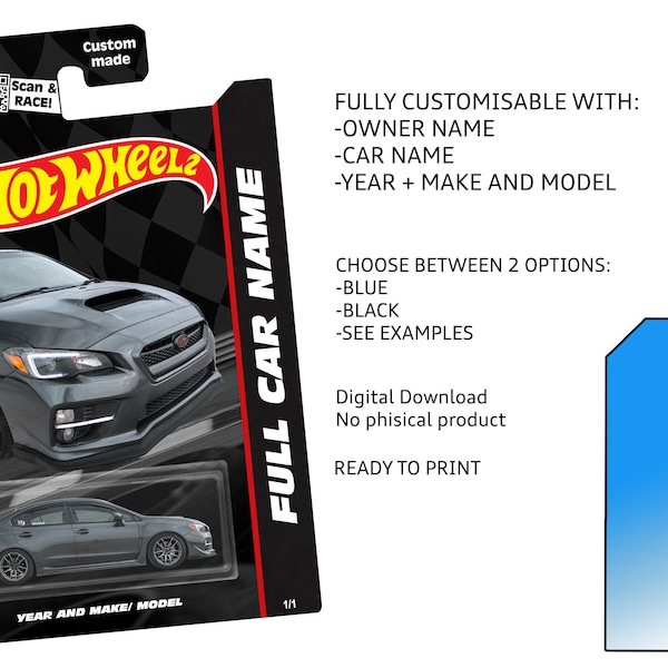 Personalized Hotwheels With your car or partner! Custom ready to print packaging! Personalized Valentine's Day gift for boyfriend, car guy